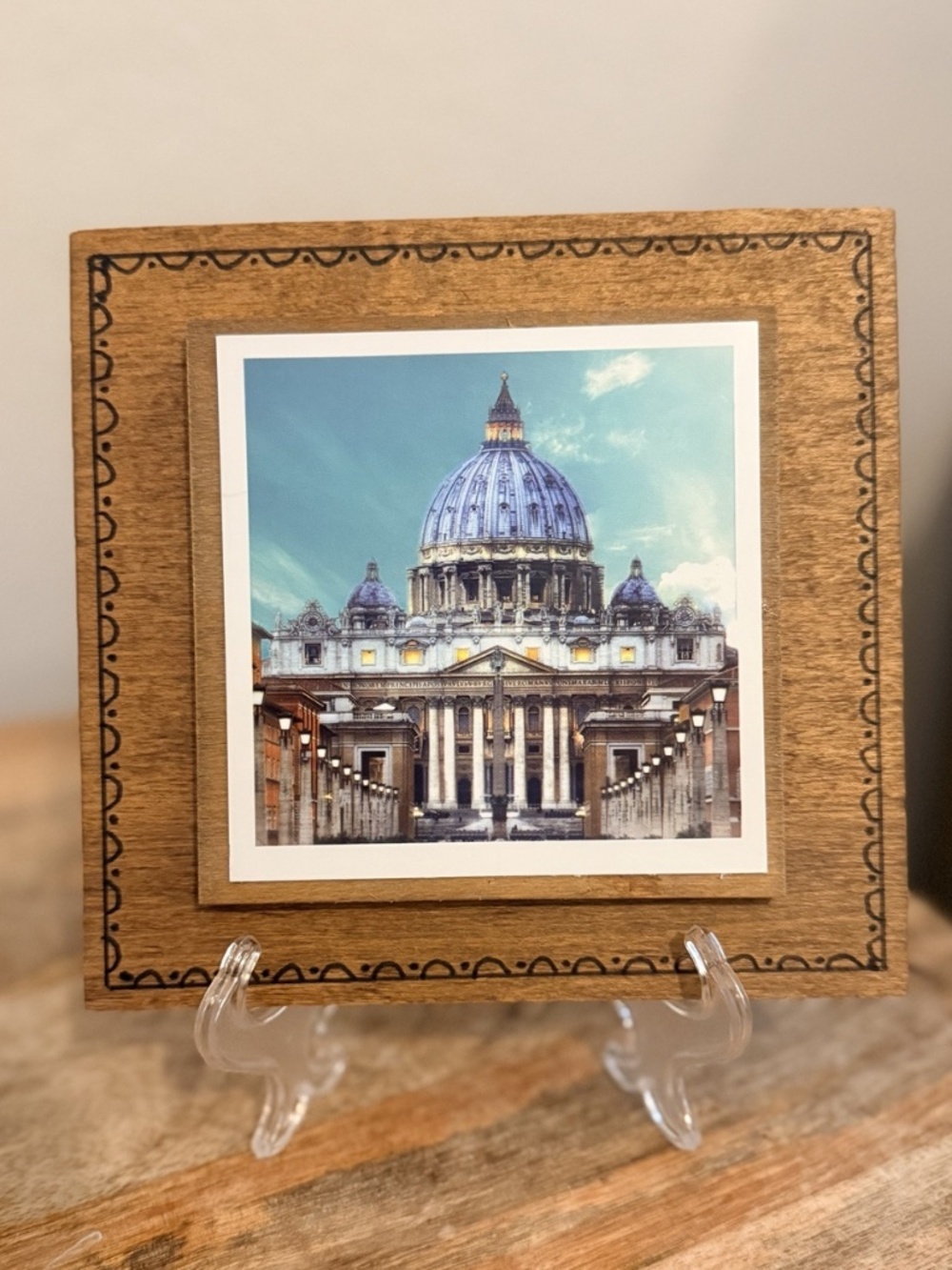 St Peters Basilica Rome Handcrafted Wood Frame